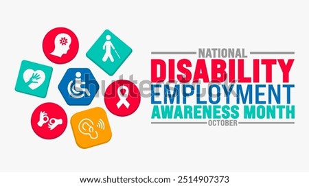 National Disability Employment Awareness Month background or banner design template is observed every year in October. Holiday concept. Template for card, poster, placard, template. eps 10