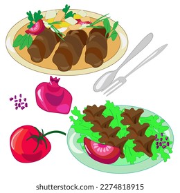 The national dish of Asia .A plate of ready-made food. Poster menu advertising restaurant.