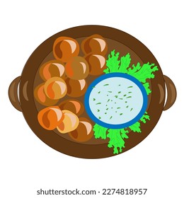 The national dish of Asia .A plate of ready-made food. Poster menu advertising restaurant.