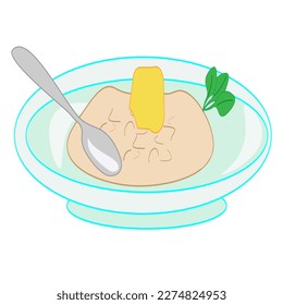 The national dish of Asia .A plate of ready-made food. Poster menu advertising restaurant east.