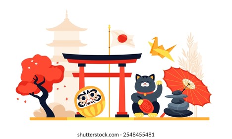 National distinctions of Japan - modern colored vector illustration