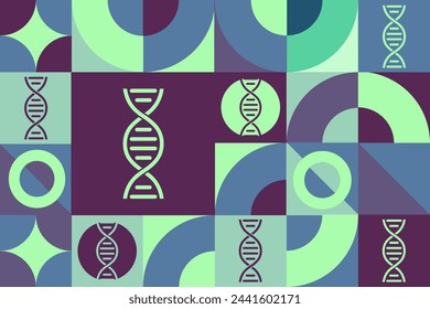 In: National DNA Day. 25. April. Nahtloses geometrisches Muster. Vorlage für Hintergrund, Banner, Karte, Poster. Vektor EPS10 Abbildung