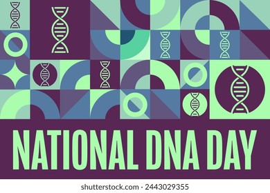 National DNA Day. April 25. Holiday concept. Template for background, banner, card, poster with text inscription. Vector EPS10 illustration