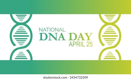 National DNA Day observed every year in April. Template for background, banner, card, poster with text inscription.