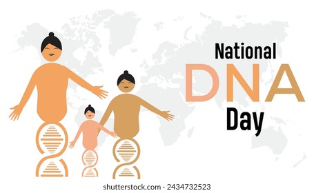 National DNA Day observed every year in April. Template for background, banner, card, poster with text inscription.