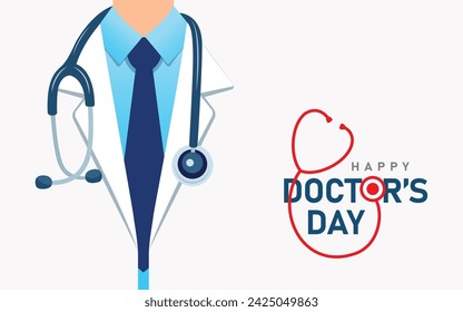 National Doctors Day Background Design with male physician illustration