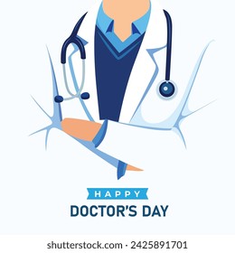 National Doctors Day Banner Background Design with physician illustration