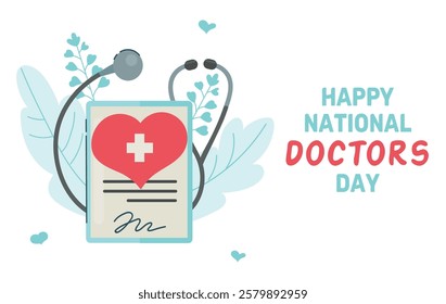 National Doctors Day banner card poster concept illustration