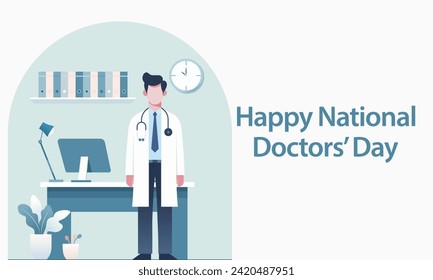 National Doctors' Day is a day celebrated to appreciate and recognize the contributions of physicians to individual lives and communities. Vector illustration