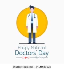 National Doctors' Day is a day celebrated to appreciate and recognize the contributions of physicians to individual lives and communities. Vector illustration