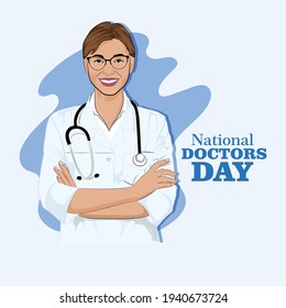 National Doctors' Day is a day celebrated to recognize the contributions of physicians, character is two female  