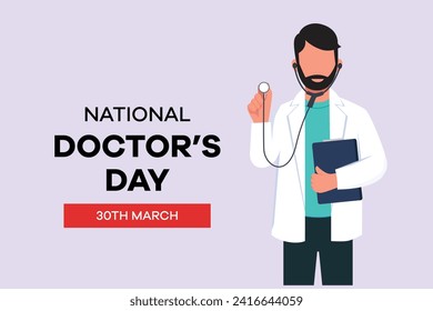 National Doctors Day concept. Colored flat vector illustration isolated.
