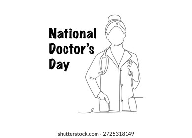 Desenho de uma linha do conceito de dia do médico nacional