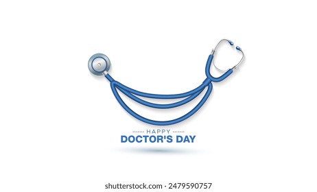 Concepto creativo del Día Nacional del Médico. Doctor, Ilustración vectorial con estetoscopio.