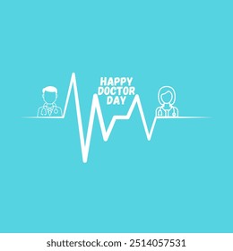 National Doctors' Day kreatives Konzept. Ärzte mit Herzschlag-Illustration