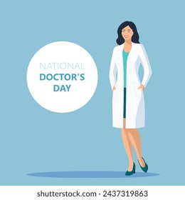 National Doctor's Day. Female doctor. Vector illustration.