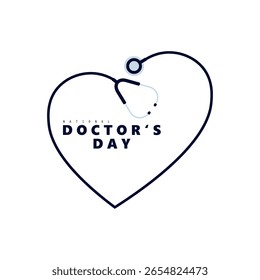 National doctors day, Doctors day greeting card design with stethoscope.calligraphy, vector, illustration. 
