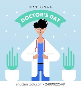 National Doctor's Day Illustration. Flat International Nurses Day Instagram Posts Collection. Flat National Doctor's Day Cards Collection