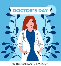 National Doctor's Day Illustration. Flat International Nurses Day Instagram Posts Collection. Flat National Doctor's Day Cards Collection