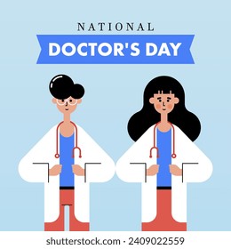 National Doctor's Day Illustration. Flat International Nurses Day Instagram Posts Collection. Flat National Doctor's Day Cards Collection