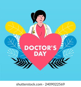 National Doctor's Day Illustration. Flat International Nurses Day Instagram Posts Collection. Flat National Doctor's Day Cards Collection