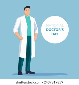 Día Nacional del Médico. Médico. Ilustración vectorial.