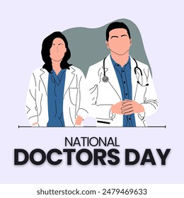 National Doctors Day Poster Background Design with Young Physicians. Creative vector illustration design.