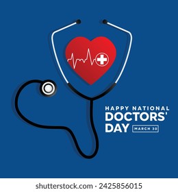 National Doctors' Day. Shield-shaped stestoscope and heart. cards, banners, posters, social media and more. 