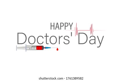National Doctors Day. A syringe and heartbeat graph for a doctors day vector illustration