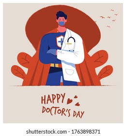 National Doctor's Day Vector Illustrations With Doctor Face_Happy Doctor's Day_world Doctor's Day 2020