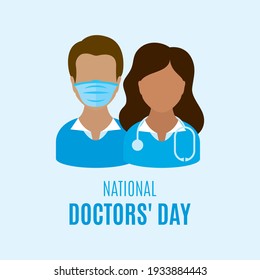 National Doctors' Day vector. Man and woman doctor icon set, vector. Female and male Medics, vector.