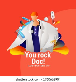 National doctors' day ,with a stethoscope closeup. Medical education. Greeting card with a doctor