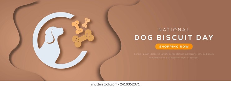 National Dog Biscuit Day Paper cut style Vector Design Illustration for Background, Poster, Banner, Advertising, Greeting Card