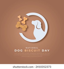 National Dog Biscuit Day Papier Schnitt Stil Vektordesign Illustration für Hintergrund, Poster, Banner, Werbung, Grußkarte