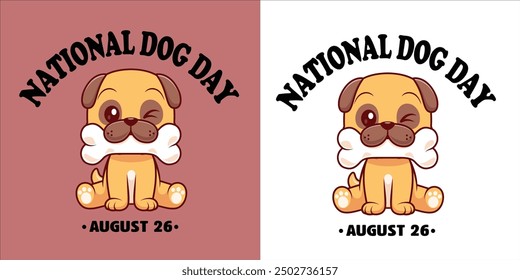 Vector del día del perro del diseño de la camiseta del "Día Nacional del Perro", diseño internacional de las citas del día del perro.