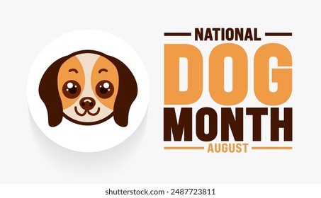 National Dog Month is observed every year in August. Holiday concept. Template for background, banner, card, poster, placard, design template with unique shapes with standard color.