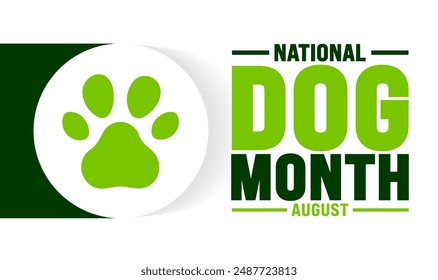 National Dog Month is observed every year in August. Holiday concept. Template for background, banner, card, poster, placard, design template with unique shapes with standard color.