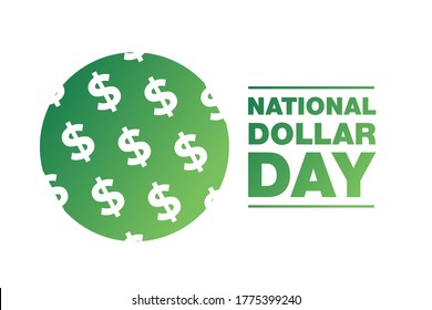 National Dollar Day. August 8. Holiday concept. Template for background, banner, card, poster with text inscription. Vector EPS10 illustration