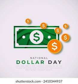 National Dollar Day Paper cut style Vector Design Illustration for Background, Poster, Banner, Advertising, Greeting Card