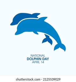 National Dolphin Day vector. Dolphin blue silhouette icon vector. Marine mammal animal vector. Dolphin Day Poster, April 14. Important day