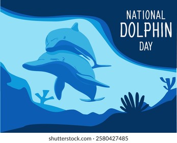 National Dolphin Day. Vector illustration. Poster, postcard, banner.