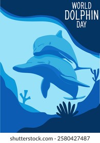 National Dolphin Day. Vector illustration. Poster, postcard, banner.