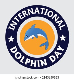 National Dolphin Logo design Template Day. 14 April