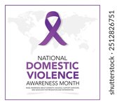 National domestic violence awareness month is observed every year in october. Domestic violence awareness month, background with purple ribbon. Vector illustration.
