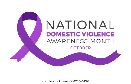 National domestic violence awareness month is observed every year in october. Domestic violence awareness month, background with purple ribbon. Vector illustration.