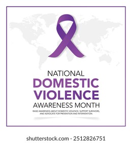 National domestic violence awareness month is observed every year in october. Domestic violence awareness month, background with purple ribbon. Vector illustration.
