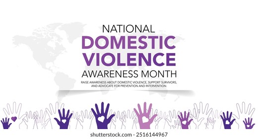 National domestic violence awareness month is observed every year in october. Domestic violence awareness month, background with purple ribbon. Vector illustration.
