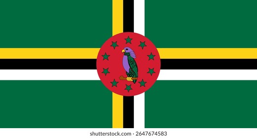 National Dominica flag. High detailed flag of Dominica. North America. 3D illustration.