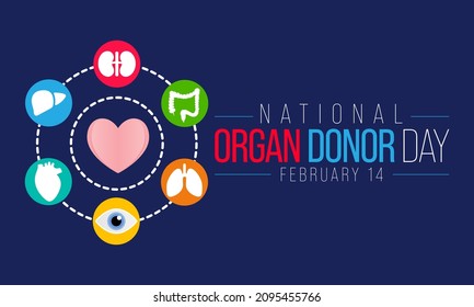 National Donor Day Is Observed Every Year On February 14, Dedicated To Spreading Awareness And Education About Organ, Eye And Tissue Donation. Vector Illustration