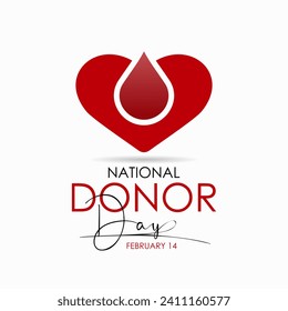 National Donor Day observed every year on february 14. Vector health banner, flyer, poster and social medial template design.